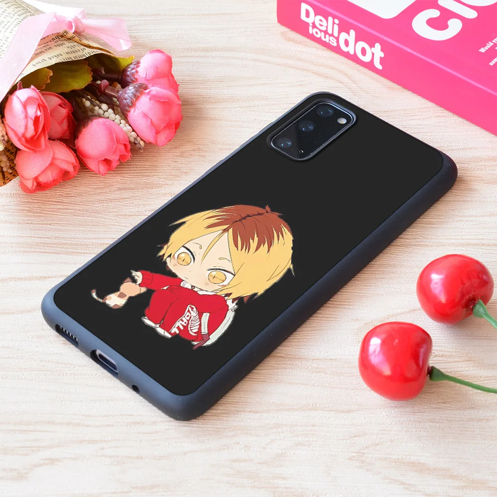 

For Samsung Galaxy Chibi Kenma Kozume Petting Cat Haikyuu Nekoma High School Print Soft Matt Phone Case
