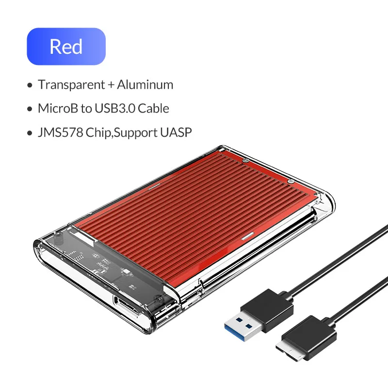 ORICO корпус для жесткого диска SATA на USB 3,0 чехол для жесткого диска бесплатно для 7/9, 5 мм 2,5 дюйма Sata SSD до 4 ТБ коробка для жесткого диска Внешний чехол для жесткого диска - Цвет: Red