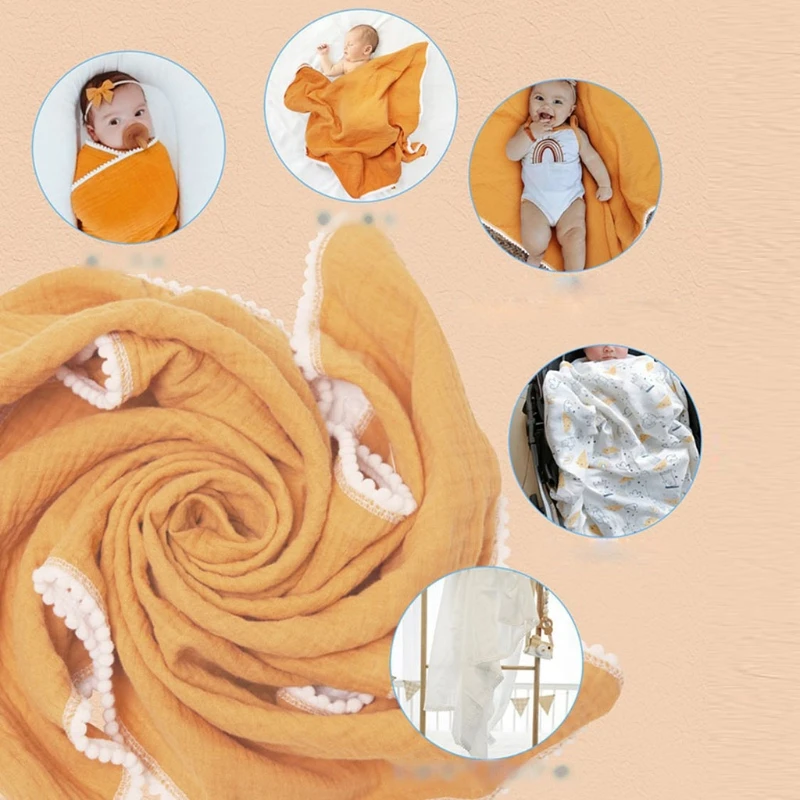 

Baby Hairball Swaddle Wrap Soft Cotton Muslin Receiving Blanket Bath Towel Newborn Photography Props Infant Gifts