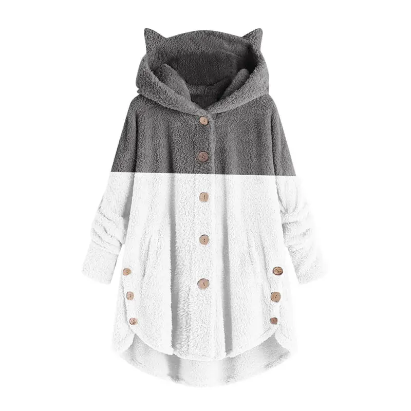 

Women Ladies Mid Lendth Overcoat Winter Warmer Hooded Bottons Coat Tops Casual