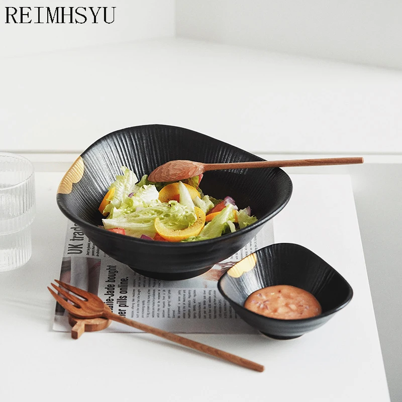

1PC RELMHSYU Japanese Style Ceramic Wujin Rice Bowl Dipping Soup Noodle Dinner Bowl Restaurant Household Tableware