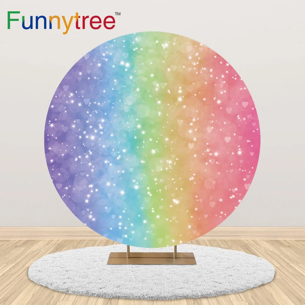 Funnytree градиентный Радужный Блестящий Круглый фон пастельный ореол боке Фон для