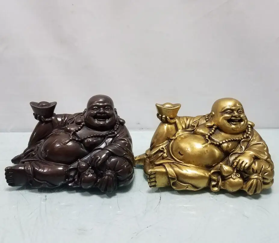 Чисто медная Майтрея Будда украшения большой живот Смеющийся медь ткань bag монах