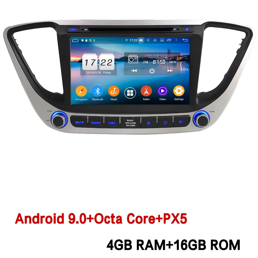 4GB RAM x 16GB ROM Klyde ips 4G Android 9,0 Восьмиядерный 4 Гб ОЗУ 64 Гб ПЗУ DSP BT автомобильный DVD мультимедийный плеер радио для Hyundai Verna Solaris - Цвет: 4GB RAM x 16GB ROM