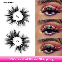 lehuamao 10 pairslot makeup eyelashes 25mm 5d mink eyelashes fluffy natural long lashes cruelty free false eyelash dramatic eye