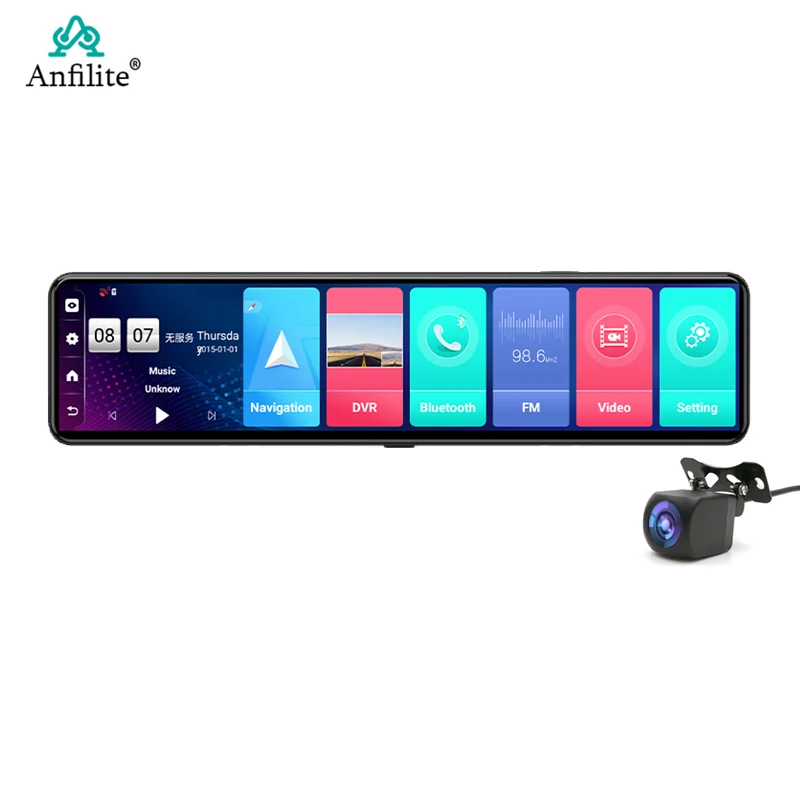

12 Inch Car Rearview Mirror 4G WiFi ADAS GPS Navigation Android 8.1 Dual Camera Video Recorder 1080P 24H Parking Monitor Dashcam