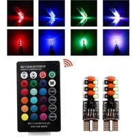 50set t10 rgb clearance light new universal car rgb cob 12smd colorful multi mode car light bulbs with remote controller