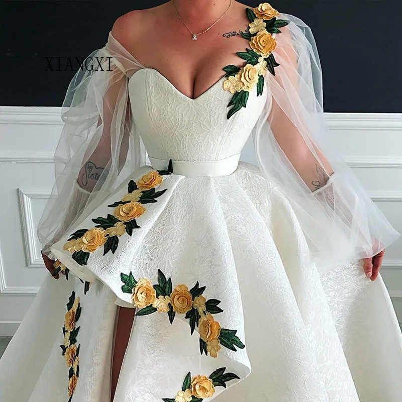 Белые вечерние платья с открытыми плечами длинное вечернее платье 3D цветами