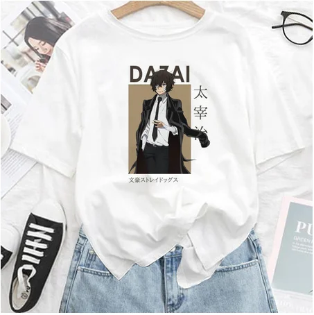 Футболка Bungo с изображением бродячих собак для женщин и мужчин футболка в стиле