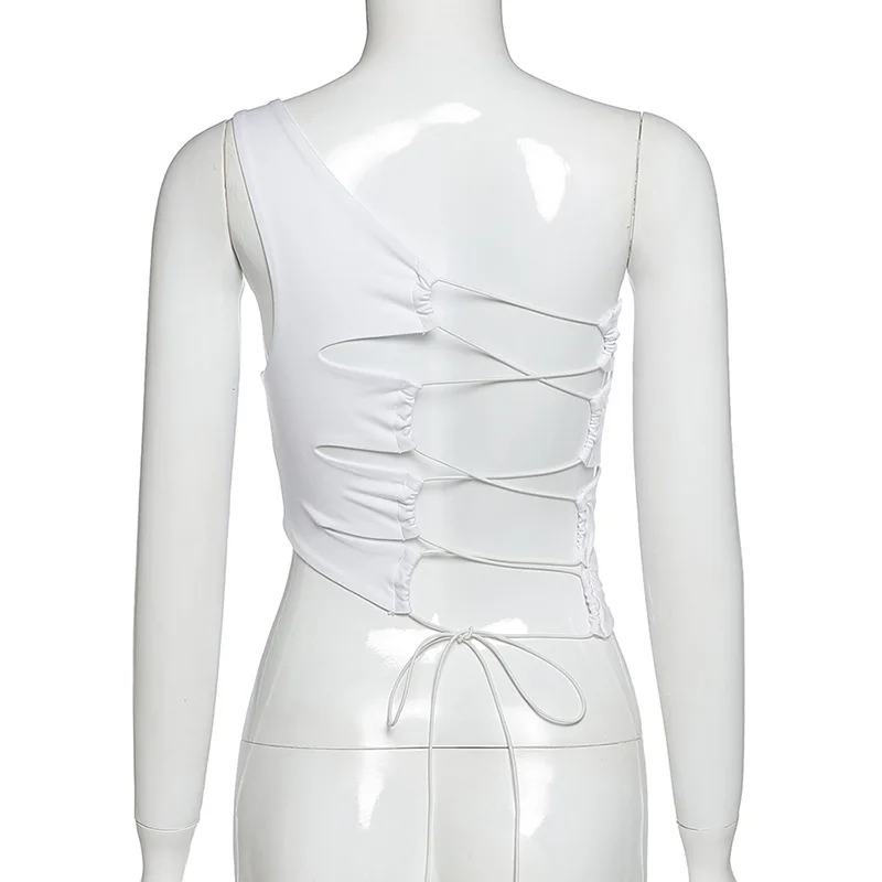 Женский укороченный топ на одно плечо с открытой спиной без рукавов|Майки| |