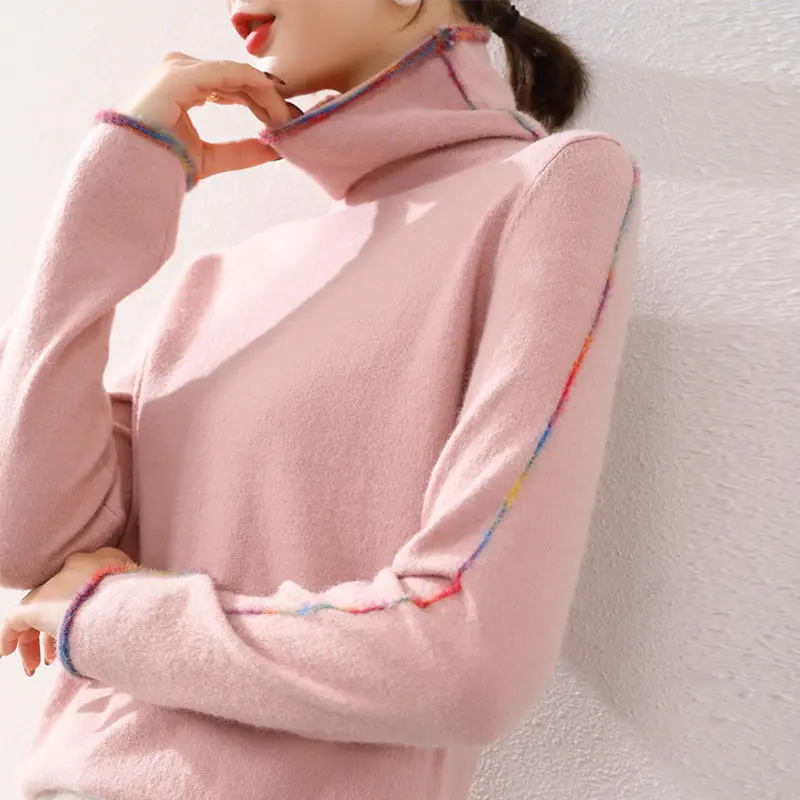 

EBAIHUI Wool Women Turtleneck Sweater 2021 Autumn Winter Warm Soft Knitted Pullover Femme Jumper Women Solid Basic Sweater