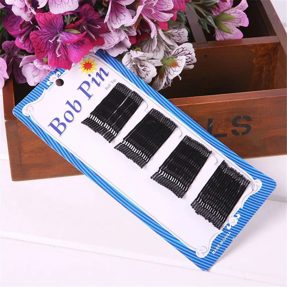 Зажимы для волос прямые женские черные невидимые заколки невидимки салона