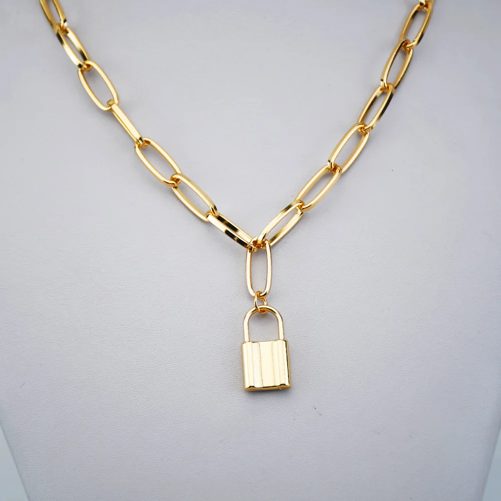 Женское ювелирное изделие чокер золотого цвета в стиле рок ожерелье с замком