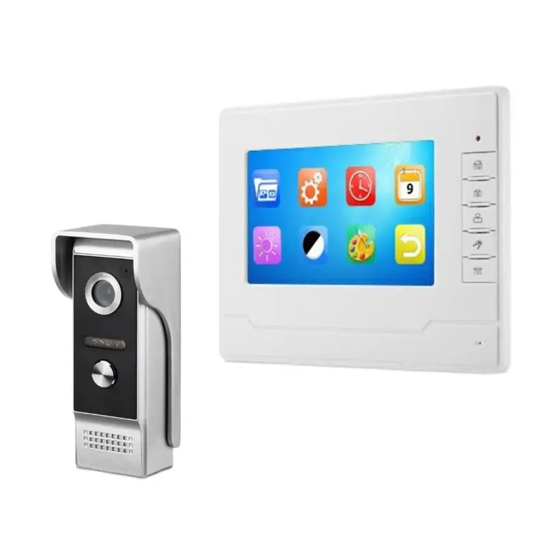 KINJOIN 7'' TFT LCD Wired Video Door Phone Visual Video Intercom Speakerphone Intercom System With Waterproof Outdoor IR Camera