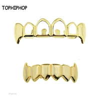 mathalla hip hop hollow teeth grill gold plated top and bottom gold teeth fang teeth grill vampire grill men%e2%80%99s women%e2%80%99s teeth