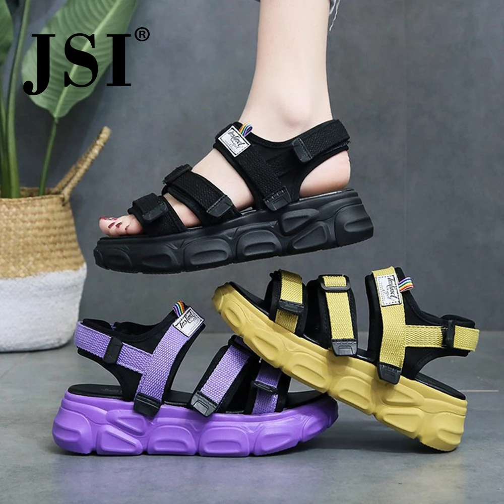 JSI sandals sneaker woman practical high quality upper hook &amplock flat easy walking casual sandal shoes jh21 | Обувь