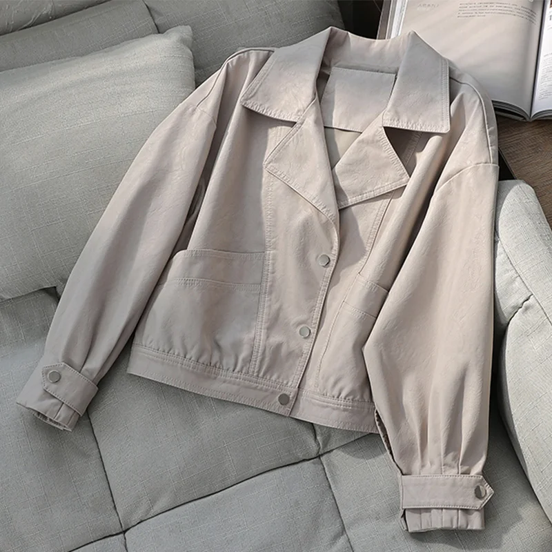 

Fitaylor New Autumn Women Faux Leather Jacket Fashion Loose Soft Pu Motorcycle Punk Leather Biker Coat For Female Outwear