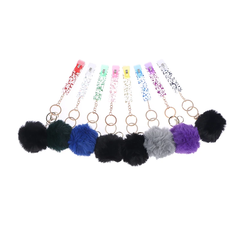 Women Contactless Card Picker Keychain Grabber No Contact Hairball Pendant Resin Key Ring Charm Holder Bag Car Accessories | Украшения и