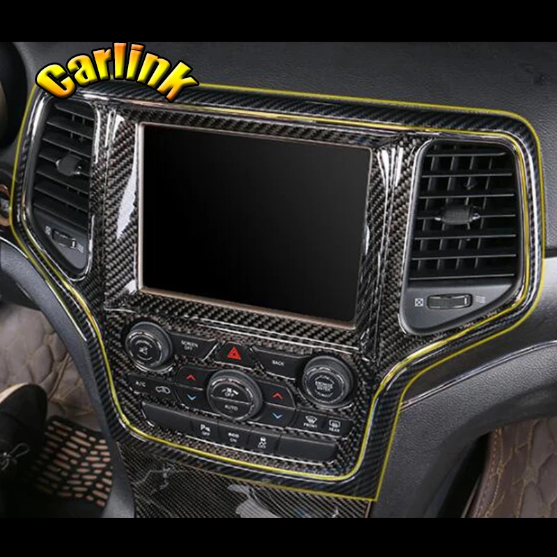 

For Jeep Grand Cherokee 2011-2018 ABS Carbon Fibre/chrome Car Interior Center Console Navigator GPS cover Trim Car accessories 1