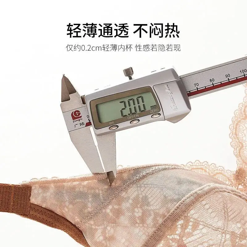 

Summer ultra-thin bra, no rims big chest show little beautiful girl back lace underwear on the prevent sagging bra