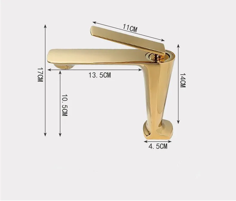 Смеситель для ванной комнаты Золотой смеситель раковины холодной и горячей воды