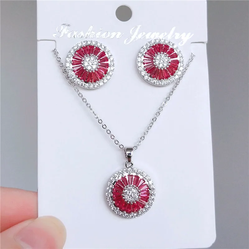 FEEHOW/Изысканный Фианит круглые простые красивые серьги кольцо с подвеской