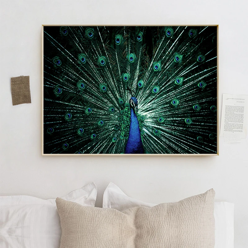 Modern Peahen Animal Canvas Painting Wall Art Nordic Home Decor Poster and Print Nordic Living Room Bedroom Decoration Picture