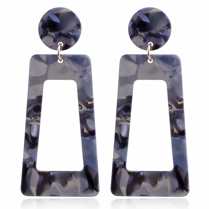 New Trapezoid Big Long Acrylic Nails Acetate Drop Earrings For Women Boho Colorful Rectangular Tortoise Jewelry | Украшения и