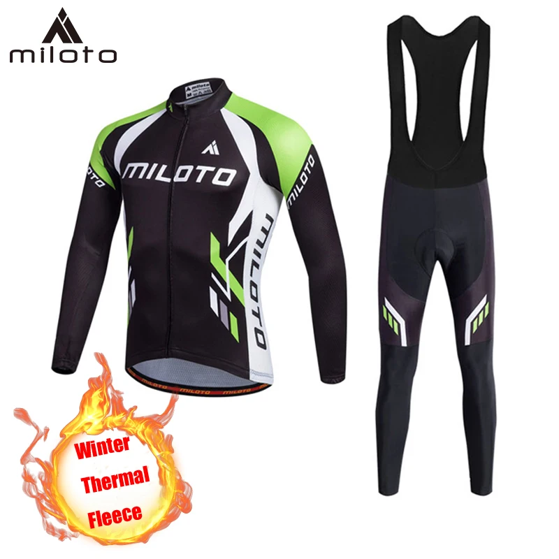 MILOTO зимние термальные флисовые велосипедные комплекты 2019 Мужская велосипедная