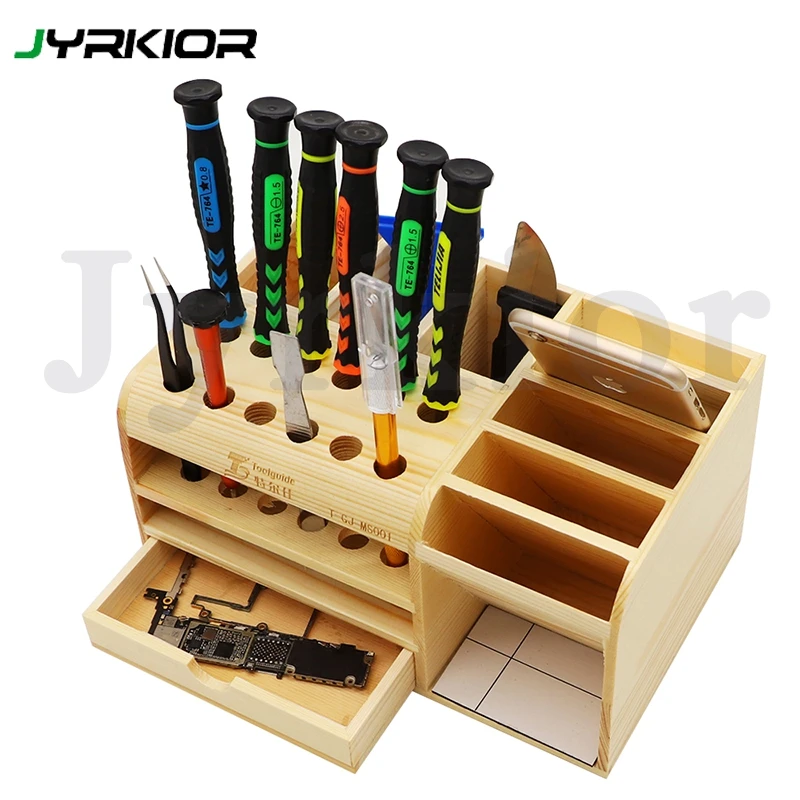 Деревянный многофункциональный ящик для хранения инструментов держатель