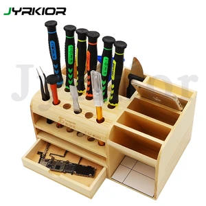 Деревянный многофункциональный ящик для хранения инструментов, держатель для мобильный телефон, отвертка, щипцы для пинцета, подставка, деревянный контейнер