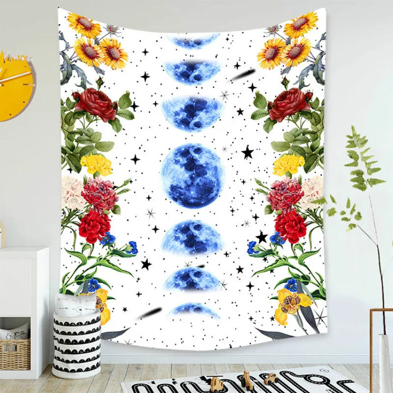 

Psychedelic Moon Starry Tapestry Headboard Wall Art Bedspread Dorm Tapestry for Living Room Bedroom Home Decor Droppshiping