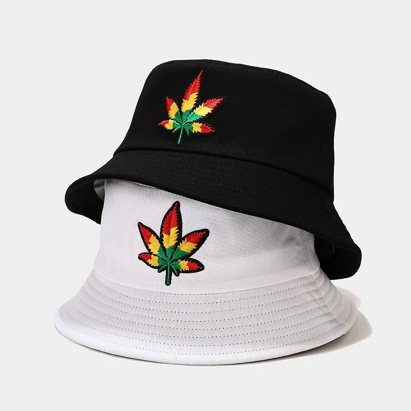 

Man Hip Hop Panama Hat Unisex Fisherman Caps Women Male Leaf Pattern Bucket Hats Spring Summer Bob Casquette