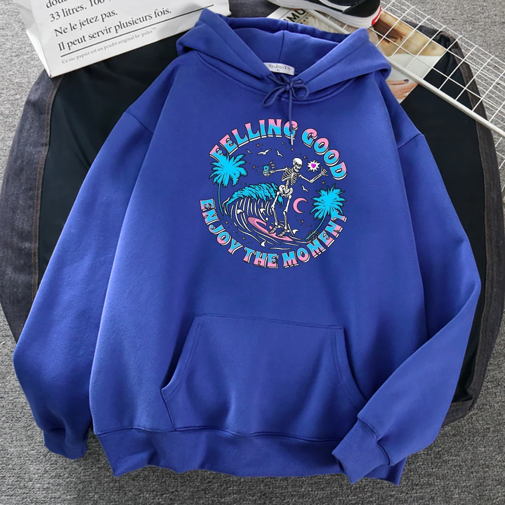 

FEELING GOOD ENJOY THE MOMENT Creativity Women Hoodies Autumn Hoodies Drop Shipping Fashion Hoody Oversize Sportswear Sweatshirt