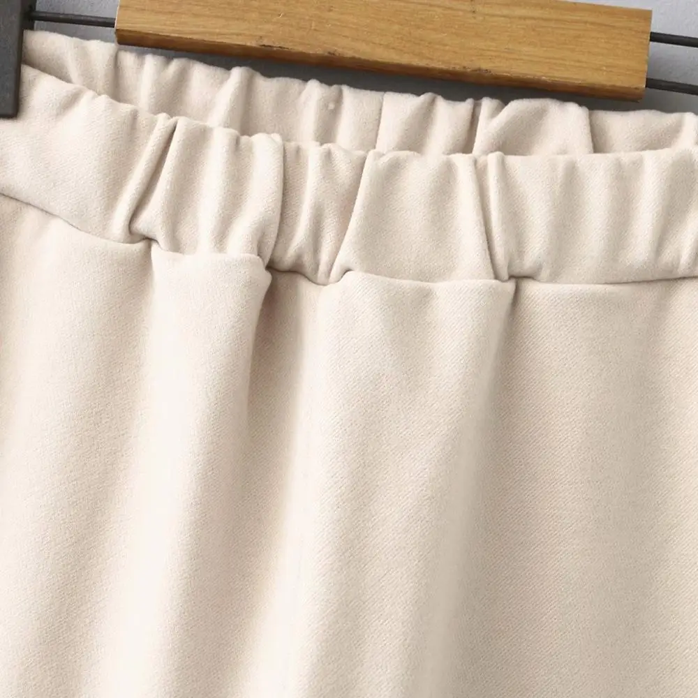 

Plus size Side Stripe cotton black Beige Elastic Waist women loose pants 2021 new spring casual ladies pant female trousers