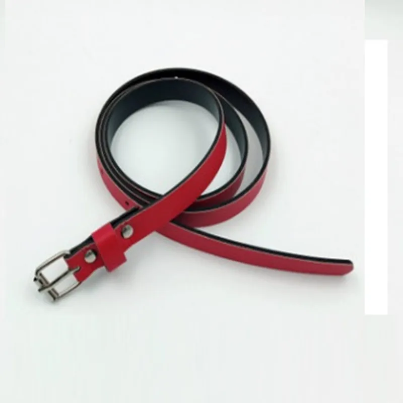 red Новинка, женские ремни из искусственной кожи, яркие цвета, 4 цвета, тонкий пояс, регулируемый пояс из ПУ кожи, простой однотонный кожаный ремень для женщин, 125 см - Цвет: red