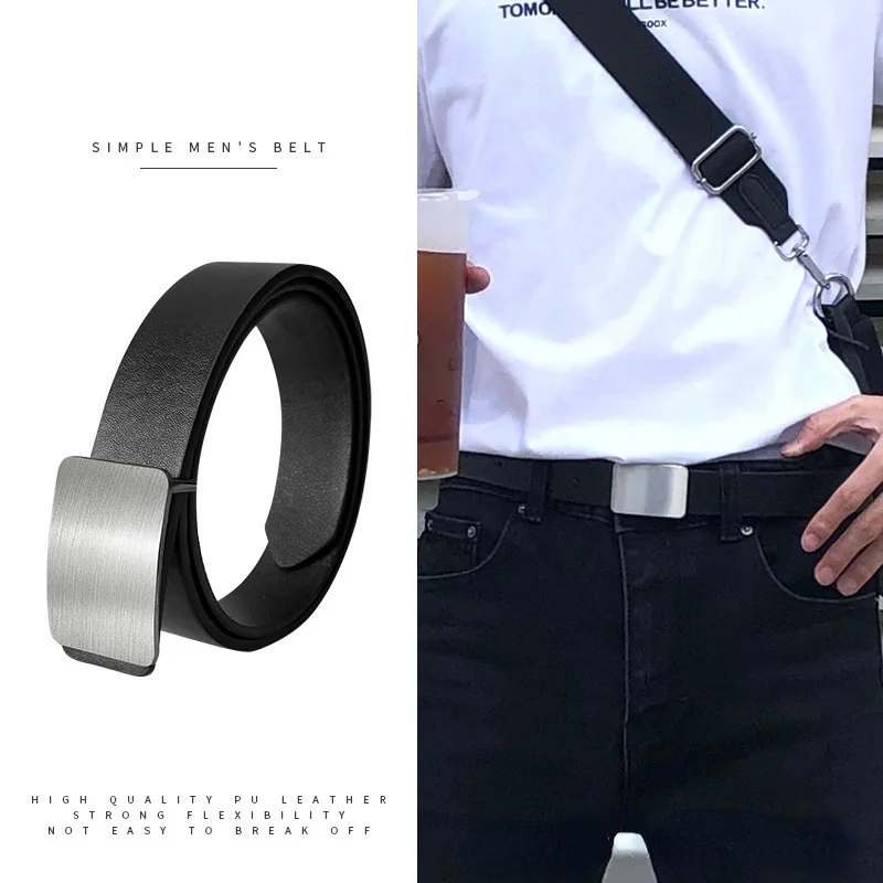 

Men's Belt PU Imitation Leather New Fashion Men's Belts Trend Leisure Black Waistband Students Casual Decoration Wild Pants Belt