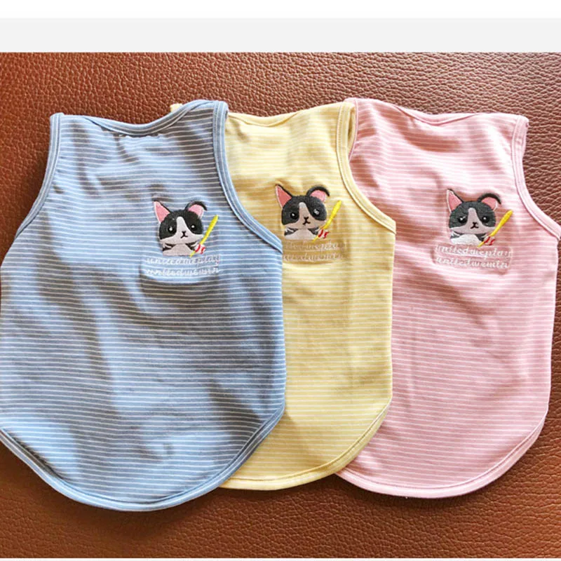 Летняя одежда для собак футболка с французским бульдогом маленьких костюм