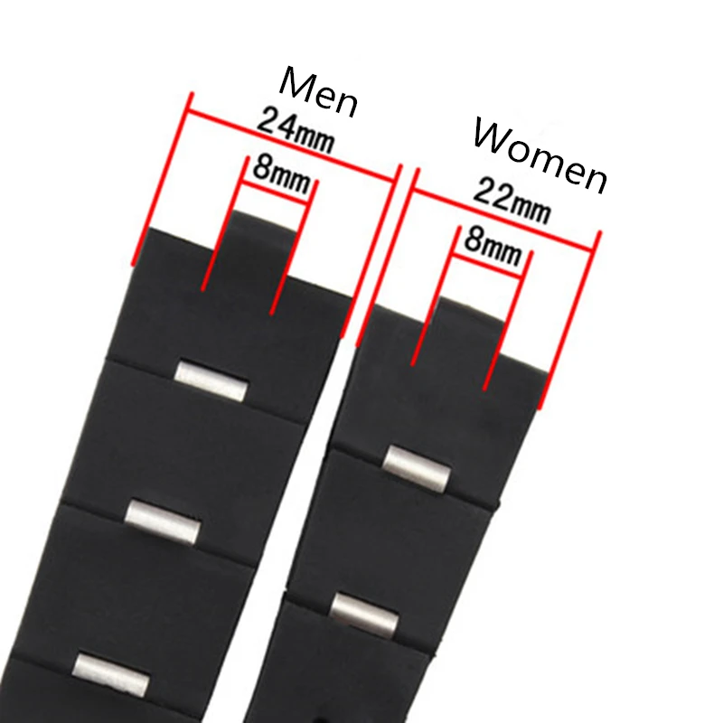 

22mm 24mm Men Woman Black with Silver Rose Gold Buckle Silicone Rubber Watch Band Strap for BVLG Diagono Bracelet Wristband