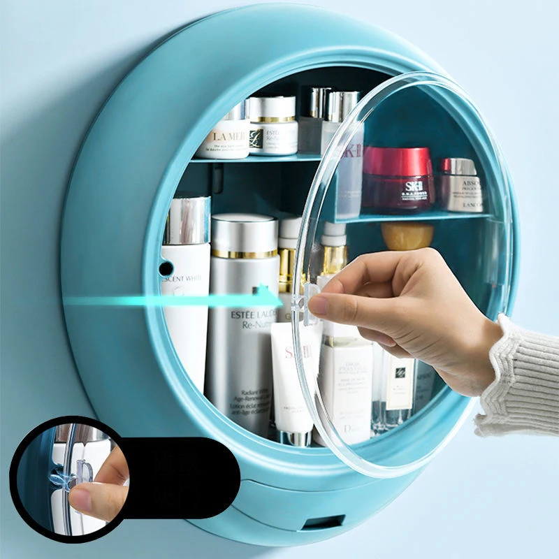 Настенный стеллаж для хранения косметики из АБС-пластика с защитой от пыли | Дом и