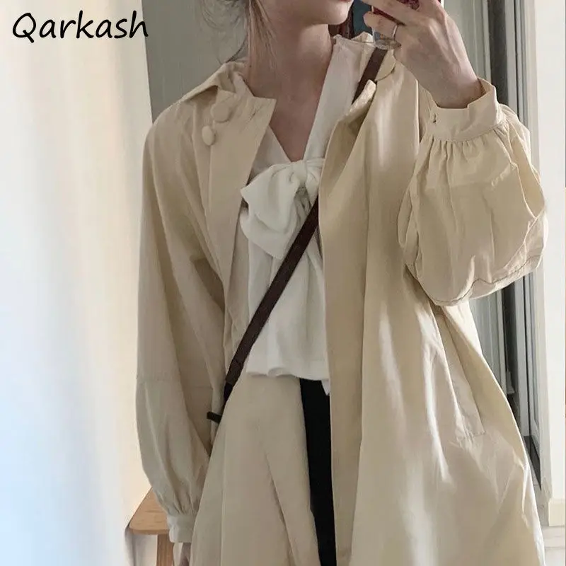 

Тренч Женский в японском стиле, повседневная универсальная однобортная одежда с длинным рукавом в стиле преппи, в стиле Харадзюку