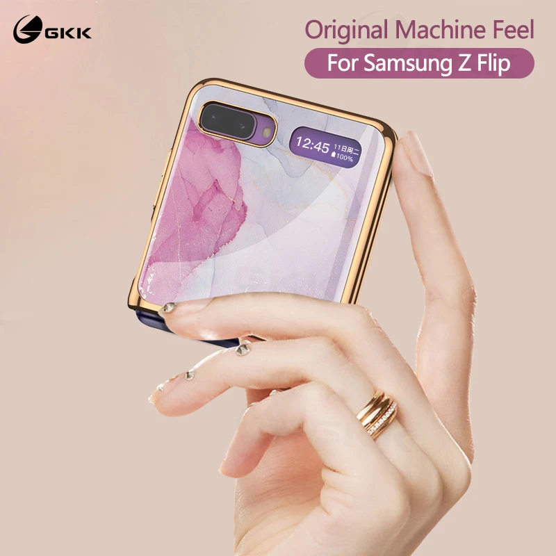 Tempered Glass Fold Case For Samsung Galaxy Z Fold 2 Flip 5G Case Luxury Plating Edge Hard Protective Cover For Samsung Z Flip