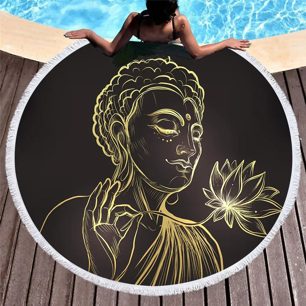 Бесплатная доставка этническая мандала золотой фиолетовый Будда цветок лотоса