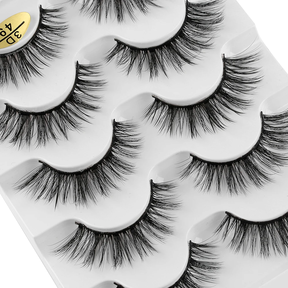 5 пар 6D искусственные норковые волосы Накладные ресницы с блеском драматические