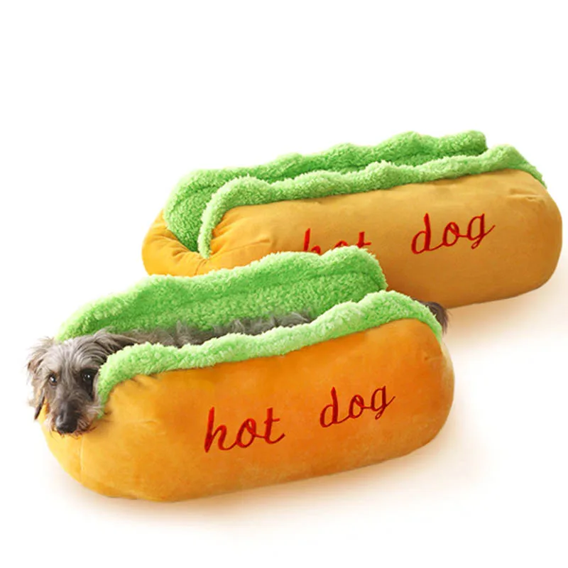 

Adorable Hot Dog Shape Pet Kennel Washable Warm Puppy Kitty Nest Pet Supplies F2