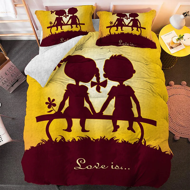 

Sunset Girl and Boy 2/3PCS Pillowcase Cover Duvet Covers Bedcloth Bedding Set Queen King Size