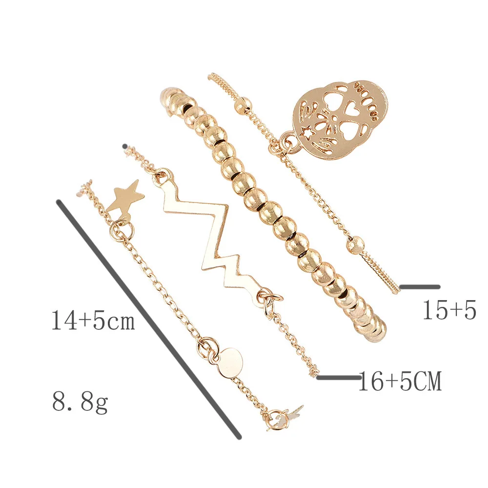 4 шт./компл. женские модные браслеты в стиле ретро Череп сердцебиение