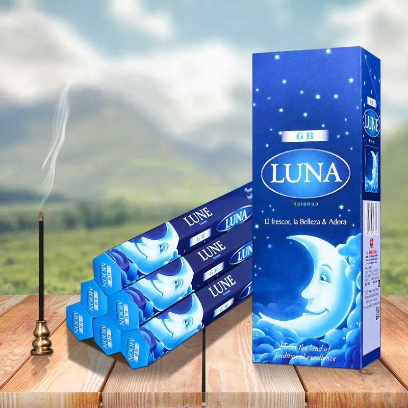 Caja grande de incienso de Luna India, varita de incienso aromático Natural, aromático, especias de dormitorio interior, bueno para la salud del sueño