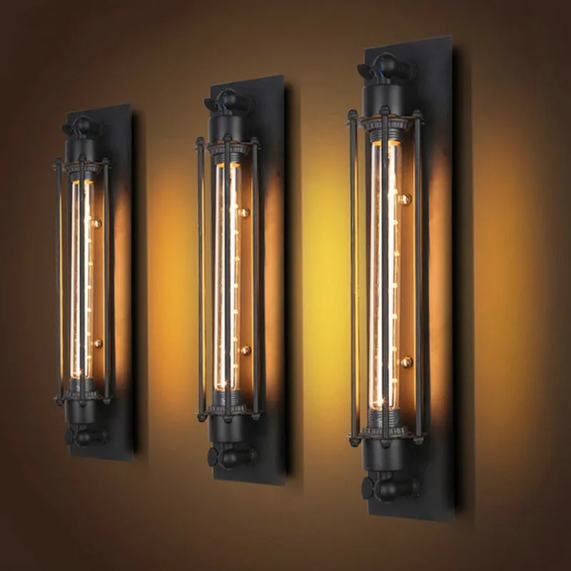 Retro Industrial Style Eddie Grow Flute Light Black Wrought Iron American Country Loft Restaurant Bedroom Aisle Art Wall Lamp | Лампы и