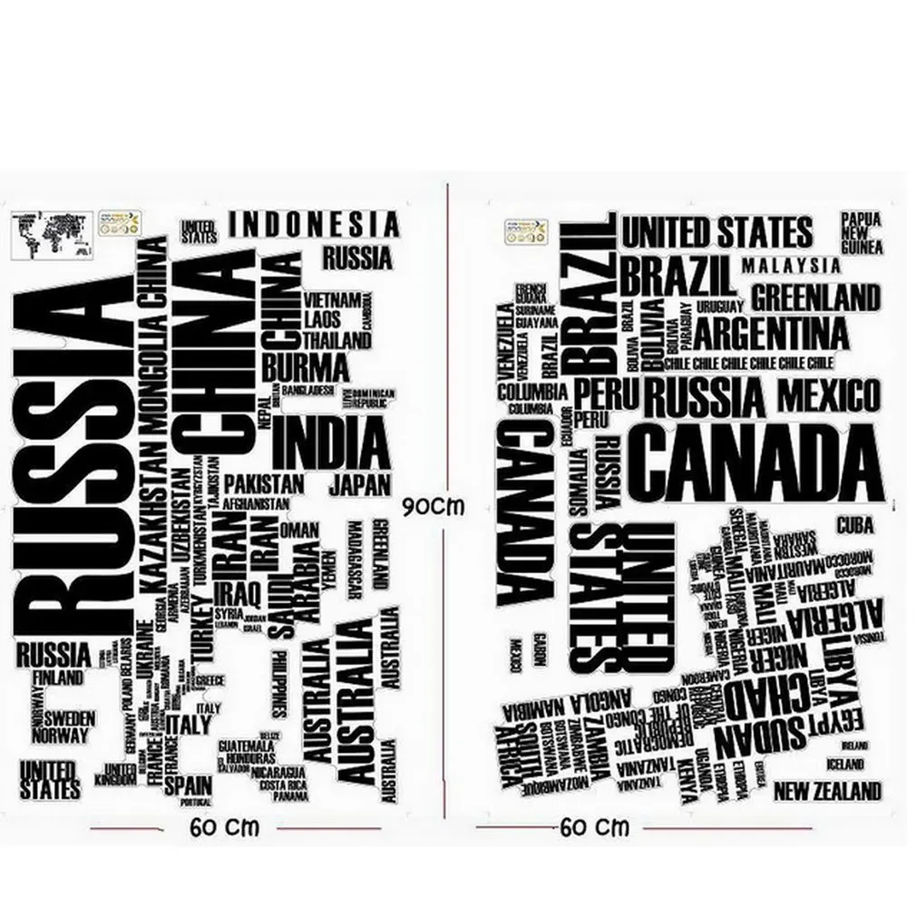 Английский алфавит карта мира фон настенный стикер съемный ZY95AB|Наклейки на